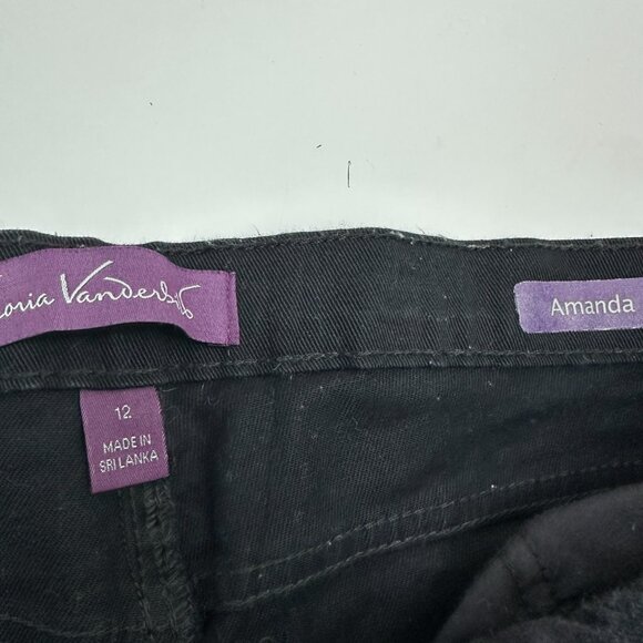 Gloria Vanderbilt Amanda Straight Leg Women's size 12 Black Denim Jeans - Picture 3 of 5